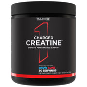 Rule 1 Charged Creatine bottle front Snow Cone flavor energizing workouts.