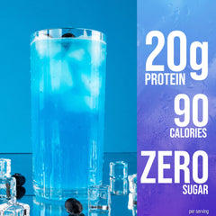 Rule 1 Clear Whey Isolate glass with ice highlights crisp, refreshing flavor.