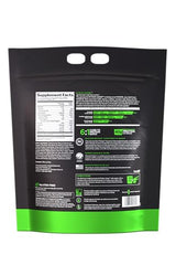Rule1 Mass Gainer container with scoop shows 40g protein per serving.