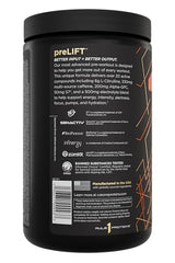 Rule 1 PreLIFT tub label closeup highlighting citrulline and beta-alanine