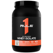 Rule 1 Whey Isolate bottle in Vanilla Creme for fast absorption.