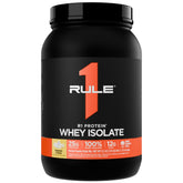 Rule 1 Proteins R1 Whey Isolate Banana Creme bottle label for post-workout support