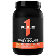 Rule 1 Proteins R1 Whey Isolate orange dreamsicle bottle shows flavor and purity