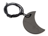 RUMINERAL Shungite pendant half-moon with cotton cord for everyday energy.