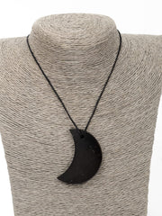 RUMINERAL Shungite pendant half-moon highlights authentic Karelia carbon structure.
