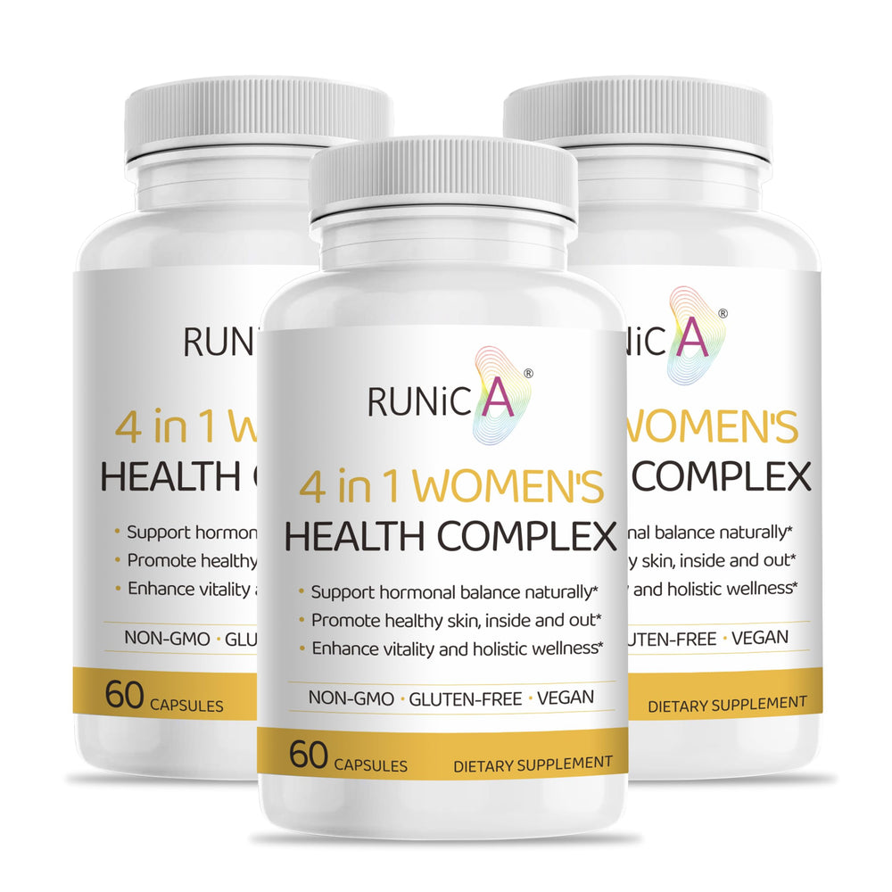 RUNICA 4-in-1 bottle capsules for daily energy and mood support.