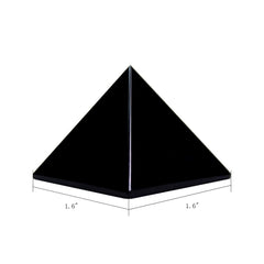 Runyangshi Black Obsidian Pyramid side angle highlighting sturdy shape for desk use