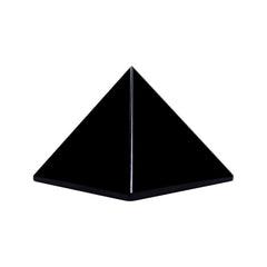 Runyangshi Black Obsidian Pyramid top view showing a glossy surface for calm ambiance
