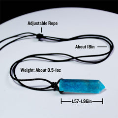Runyangshi Blue Apatite crystal pendant side angle shows unique color for focus.