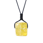Runyangshi citrine pendant square-tumbled-polished for focused meditation