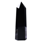 Runyangshi obsidian wand tower with six facets suitable for focused energy work.