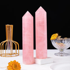 Runyangshi rose quartz wand single point ideal for chakra focus