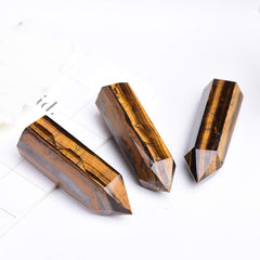 Runyangshi Tiger's Eye wand displayed on a desk for ambient home decor