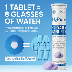 Ruolai H2pure dissolving fizz close-up indicating hydrogen release