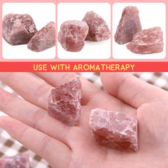 Rustark Strawberry Quartz home-decor stones brighten shelves and tabletops.