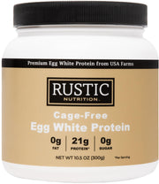 Rustic Nutrition egg white protein powder pour for shakes and energy