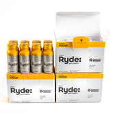 Ryde Focus Shot orange bottle helps stay sharp during study sessions.