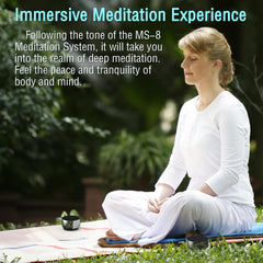 Rylaxtones device showing binaural beats for stress relief and focus.