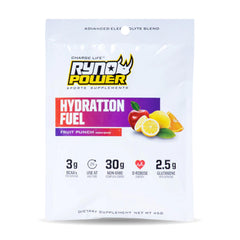 Ryno Power Hydration Fuel single-serving bags ready to mix before training.