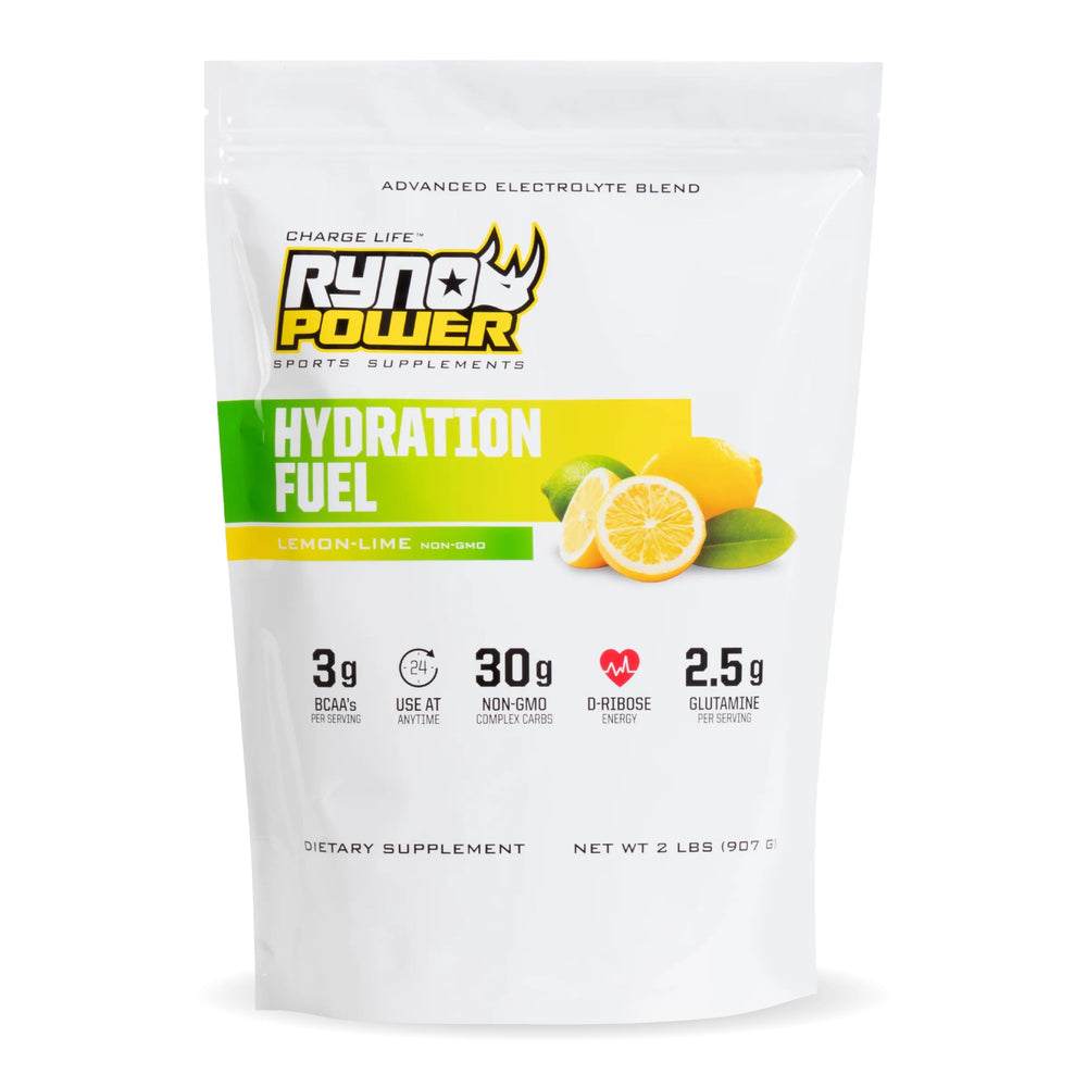 Ryno Power Hydration Fuel bottle with Lemon Lime flavor for refreshing electrolyte hydration