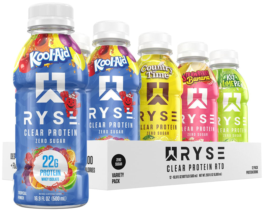 RYSE Clear Protein Drink variety pack front view for post workout use