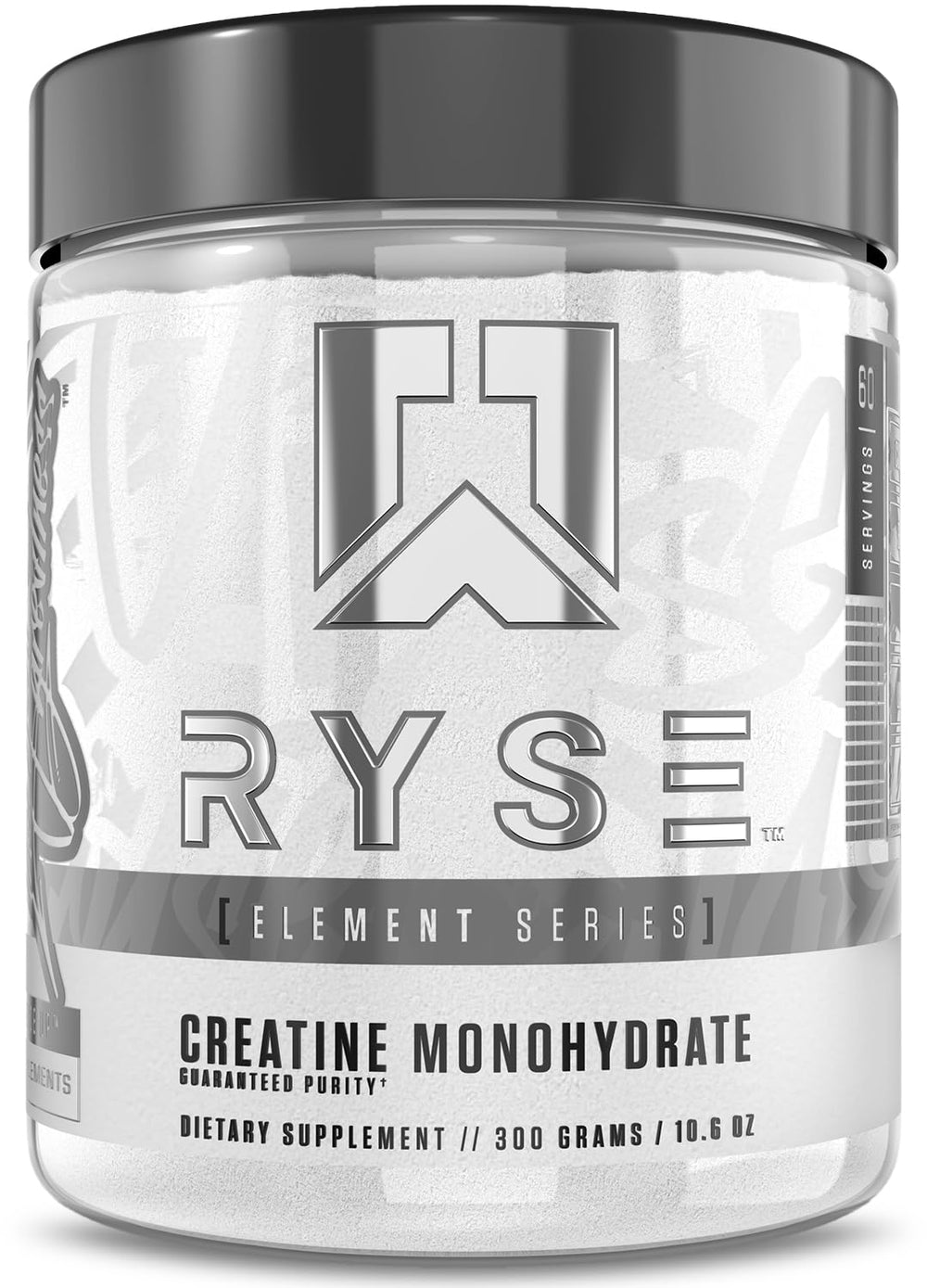 RYSE Creatine Monohydrate unflavored bottle close-up highlights lean muscle support.