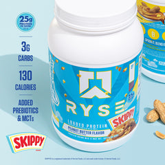 RYSE Loaded Protein Powder nutrition label shows 25 g per serving.