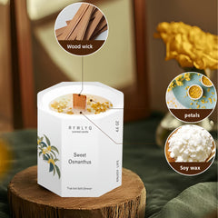 RYWLYQ Osmanthus candle petals visible in soy wax