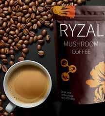 RYZAL Mushroom Coffee mug ready for a focused, energized moment.