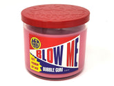S&M Candle Factory Blow Me candle with bubble gum scent shown for bold aroma.