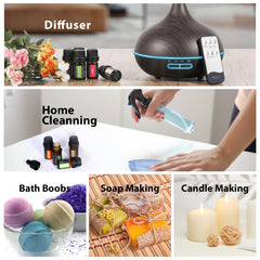 SACATR variety oils display, lavender and more for aromatherapy