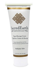 Sacred Earth Botanicals unscented massage cream tube offers smooth glide and easy washout from linens