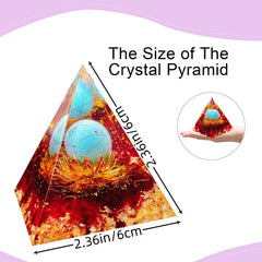 Saefheled orgonite pyramid close-up reveals natural crystals and handcrafted detail for mindful ambiance