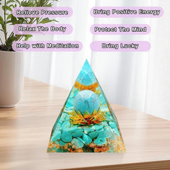 Saefheled orgonite pyramid for stress-relief energy in practice space