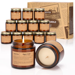SAEUYVB amber jar candle pack creates a cozy living room ambiance.