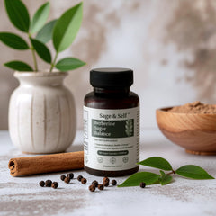 Sage & Self Berberine HCL cinnamon bark powder, warm aroma.