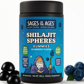 Sages Of The Ages Shilajit Gummies bottle shown for convenient daily energy support.