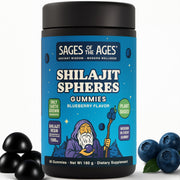 Sages Of The Ages Shilajit Gummies bottle shown for convenient daily energy support.