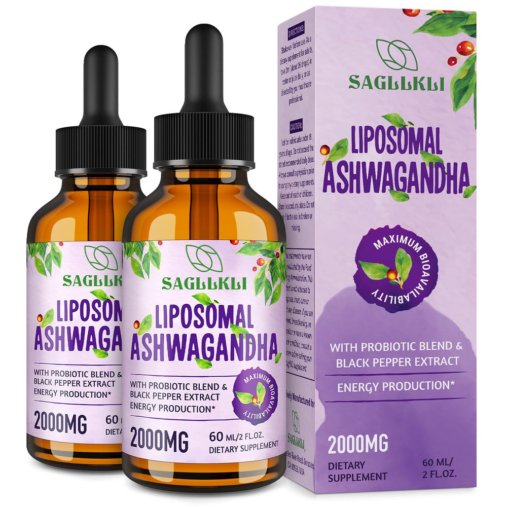Sagllkli liposomal ashwagandha drops front view for focused daily use