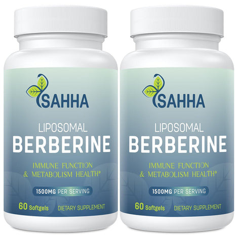 Sahha Liposomal Berberine 1500mg bottle front with high bioavailability emphasis