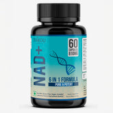 SAIKOU HERBS NAD+ 6 in 1 bottle pour capsules for daily wellness.