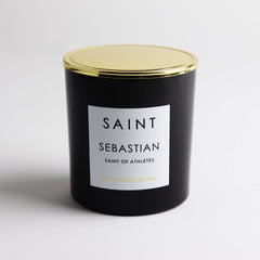 Luminous SAINT Sebastian candle reveals lemon and citrus notes for a calming session.