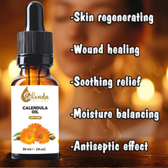 Amber bottle of Salenda Calendula Oil illustrating a premium carrier oil for massage and blends