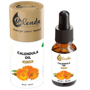 Salenda Calendula Oil bottle cap close-up showing the product in a premium oil bottle for skincare routines