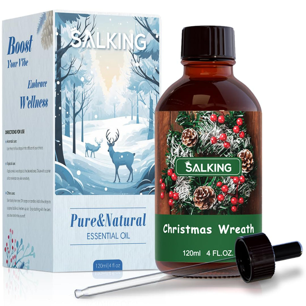 SALKING Christmas Wreath fragrance bottle pour, for diffusers to fill rooms with festive pine.
