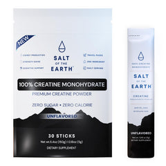 Salt of the Earth Creatine bottle shown for lean muscle support.