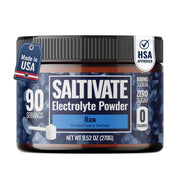 Saltivate Raw Electrolytes bottle label shows clean electrolyte minerals
