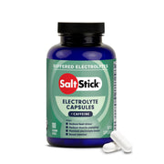 SaltStick Electrolytes caffeine bottle close-up showing fast absorption for workouts.