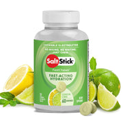 SaltStick FastChews Lemon Lime tablets for quick hydration during workouts.