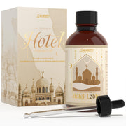 Salubrito hotel lobby oil bottle closeup, ideal for home spa ambience